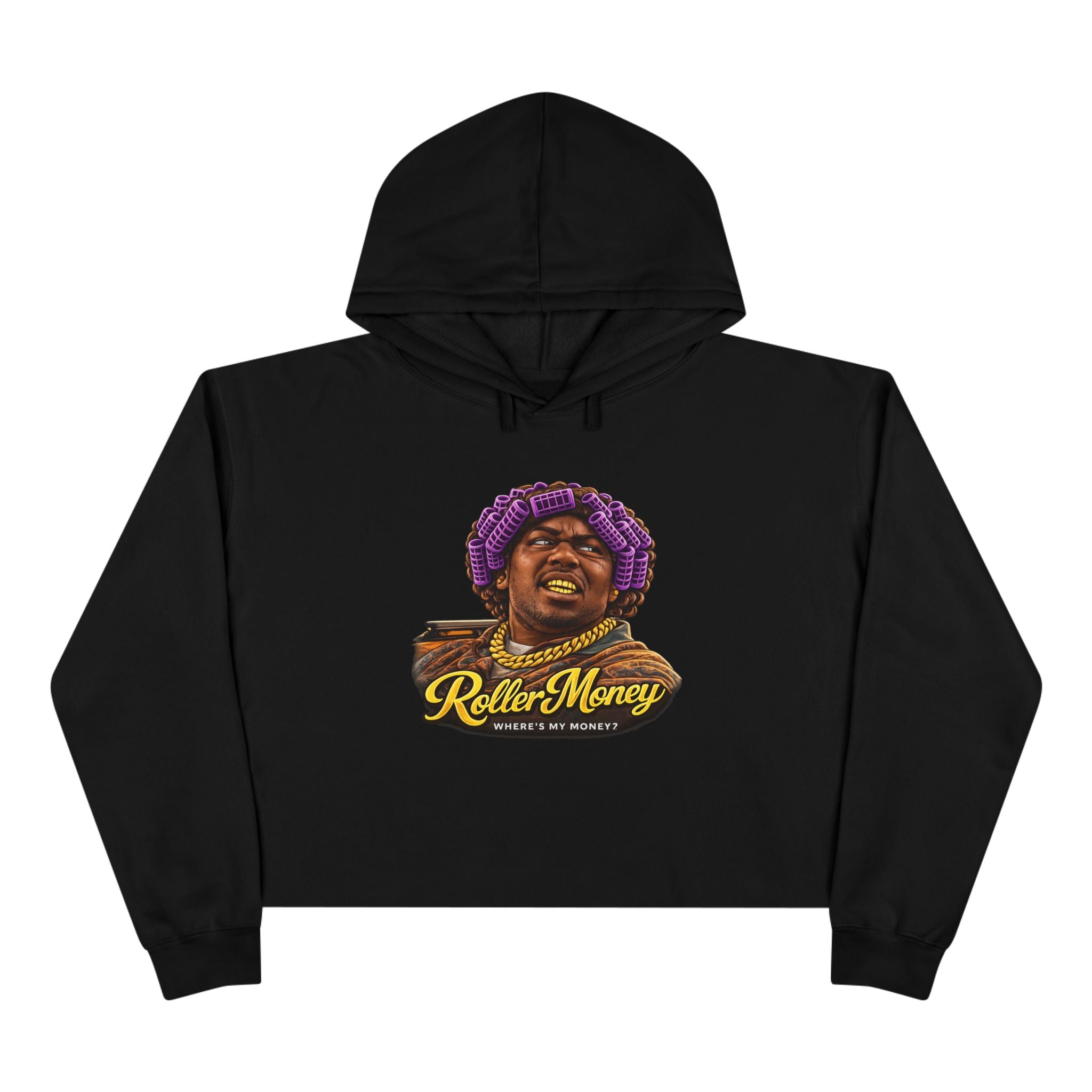 Crop Hoodie — "Roller Money" Graphic Crop Hoodie with "Stand On Business" Back Print