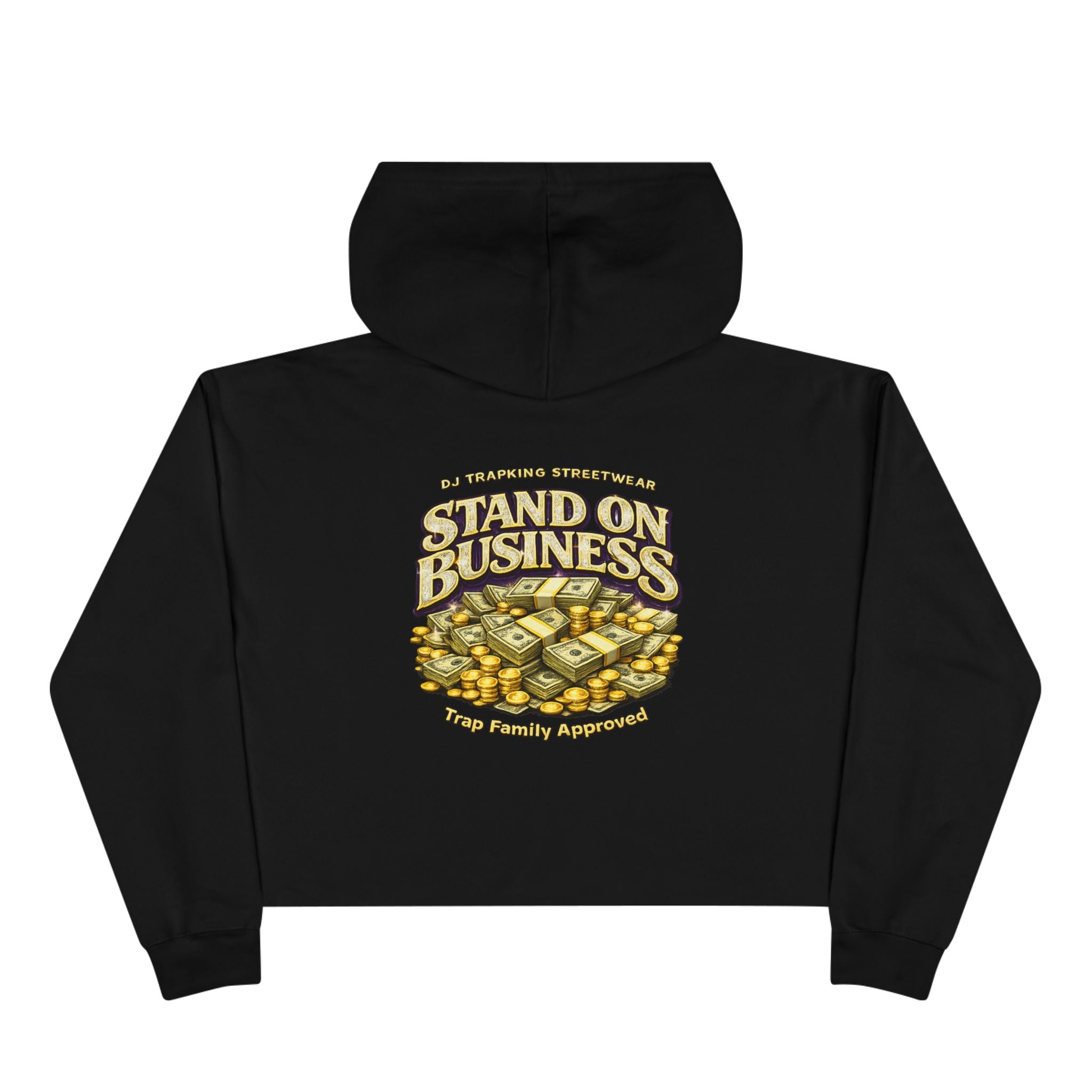 Crop Hoodie — "Roller Money" Graphic Crop Hoodie with "Stand On Business" Back Print