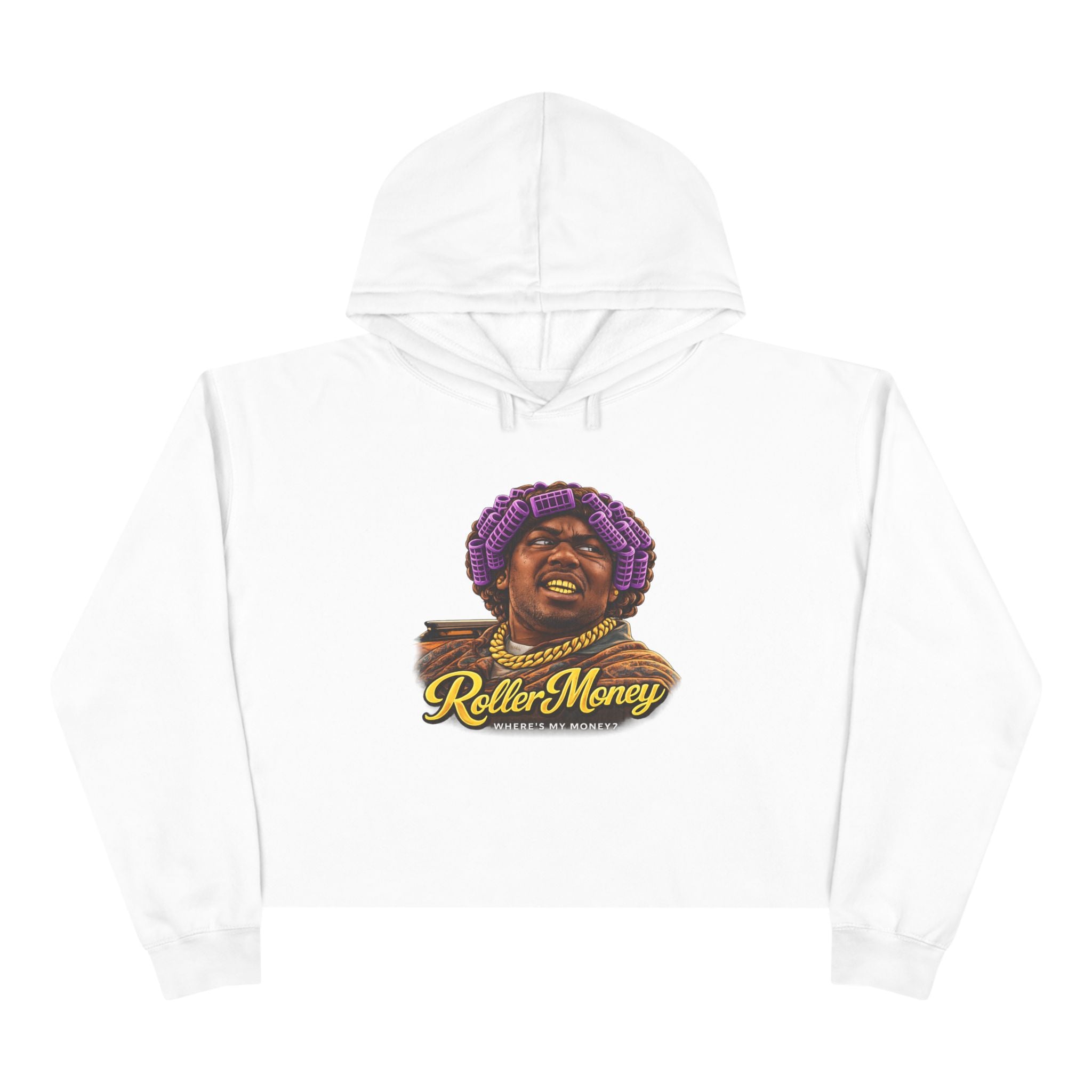 Crop Hoodie — "Roller Money" Graphic Crop Hoodie with "Stand On Business" Back Print