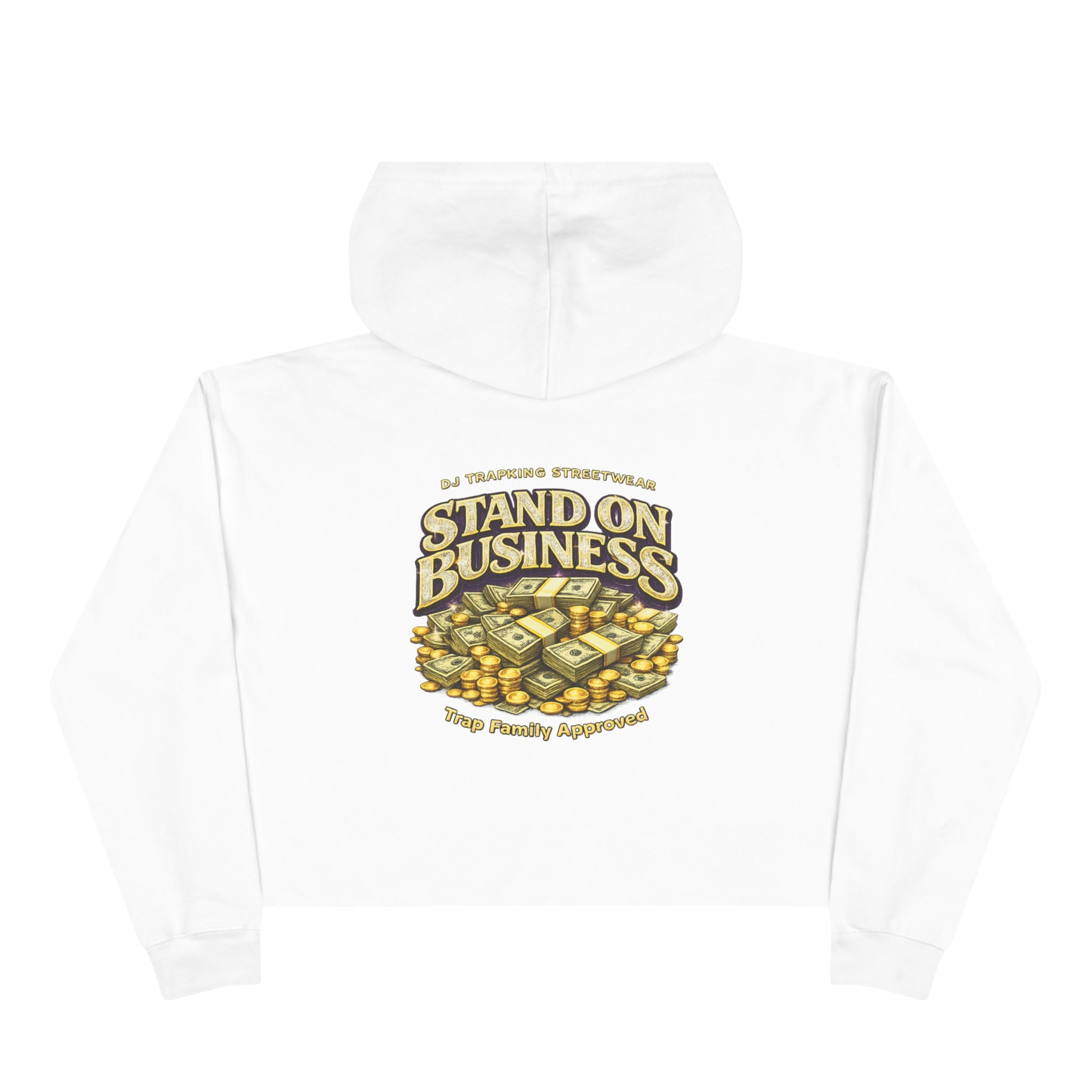 Crop Hoodie — "Roller Money" Graphic Crop Hoodie with "Stand On Business" Back Print
